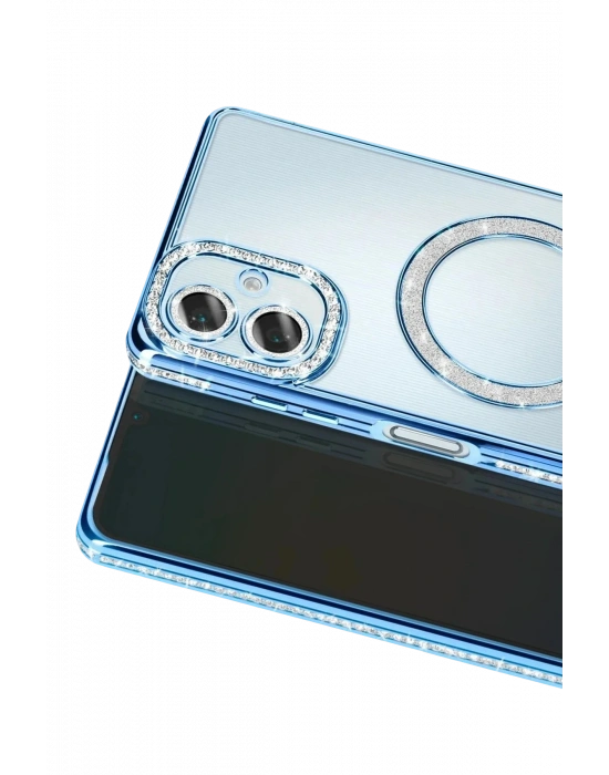 Newface Samsung Galaxy A07 4G Joke Simli Magneticsafe Kılıf - Mavi