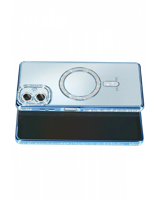 Newface Samsung Galaxy A07 4G Joke Simli Magneticsafe Kılıf - Mavi