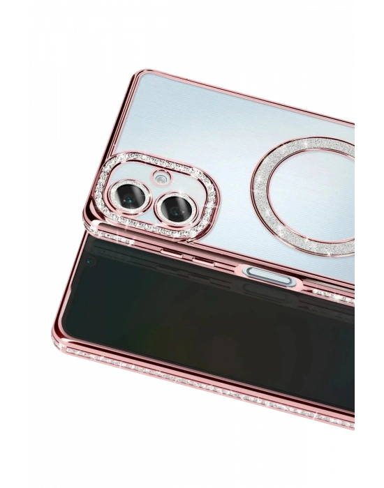 Newface Samsung Galaxy A07 4G Joke Simli Magneticsafe Kılıf - Pembe