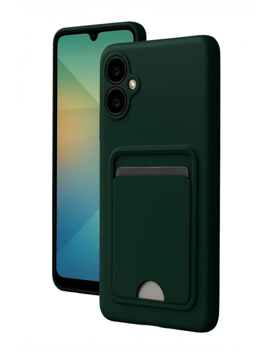 Newface Samsung Galaxy A07 4G Kelvin Kartvizitli Silikon - Koyu Yeşil