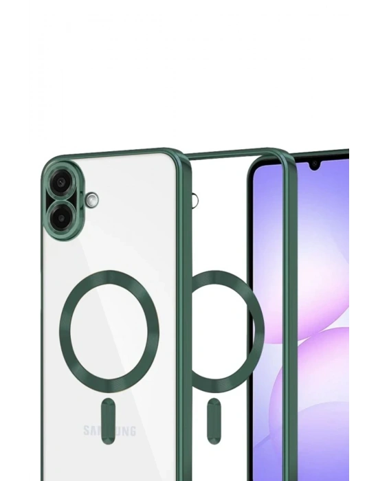 Newface Samsung Galaxy A07 4G Kross Magneticsafe Kapak - Koyu Yeşil