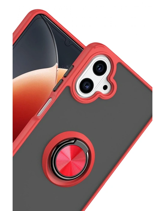 Newface Samsung Galaxy A07 4G Montreal Yüzüklü Silikon Kapak - Kırmızı