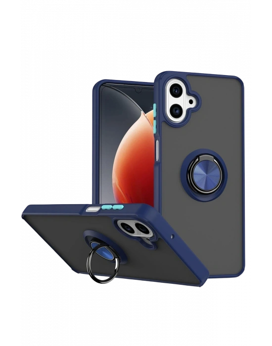 Newface Samsung Galaxy A07 4G Montreal Yüzüklü Silikon Kapak - Lacivert