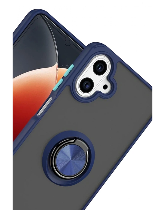 Newface Samsung Galaxy A07 4G Montreal Yüzüklü Silikon Kapak - Lacivert