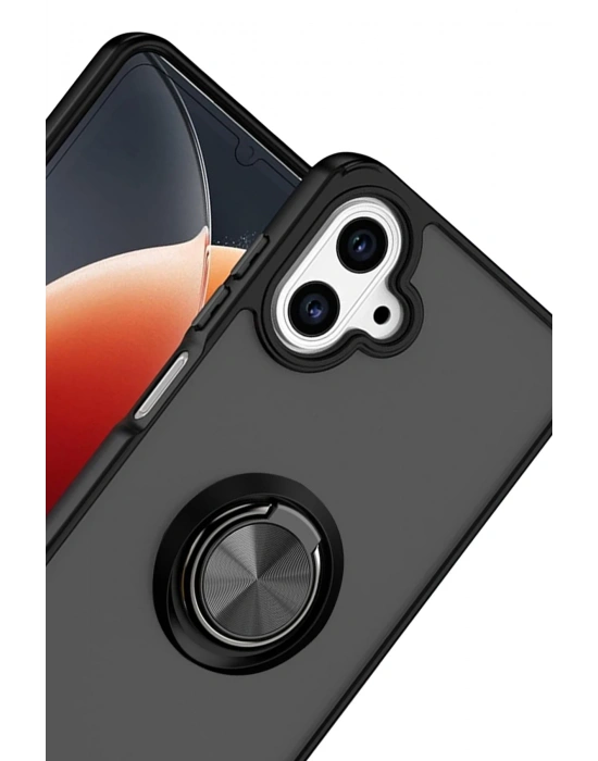 Newface Samsung Galaxy A07 4G Montreal Yüzüklü Silikon Kapak - Siyah