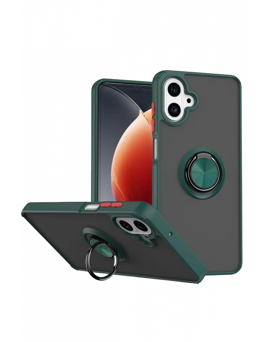 Newface Samsung Galaxy A07 4G Montreal Yüzüklü Silikon Kapak - Yeşil