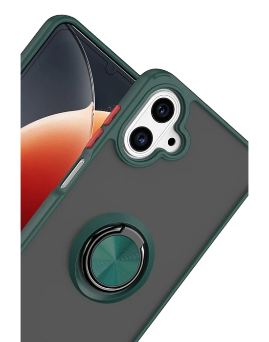 Newface Samsung Galaxy A07 4G Montreal Yüzüklü Silikon Kapak - Yeşil