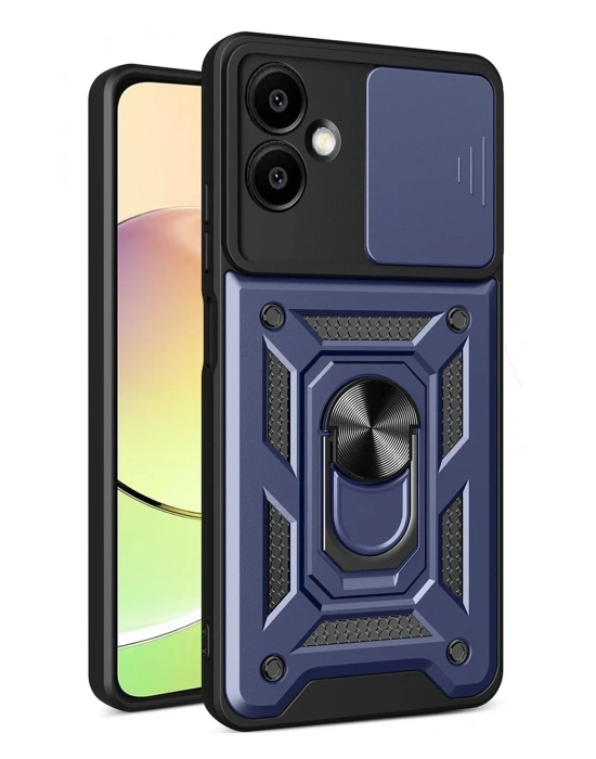 Newface Samsung Galaxy A07 4G Pars Lens Yüzüklü Silikon - Lacivert