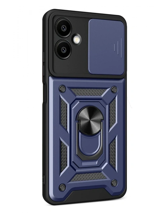 Newface Samsung Galaxy A07 4G Pars Lens Yüzüklü Silikon - Lacivert