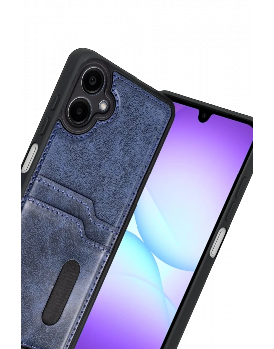 Newface Samsung Galaxy A07 4G Sara Kartvizitli Deri Kılıf - Lacivert