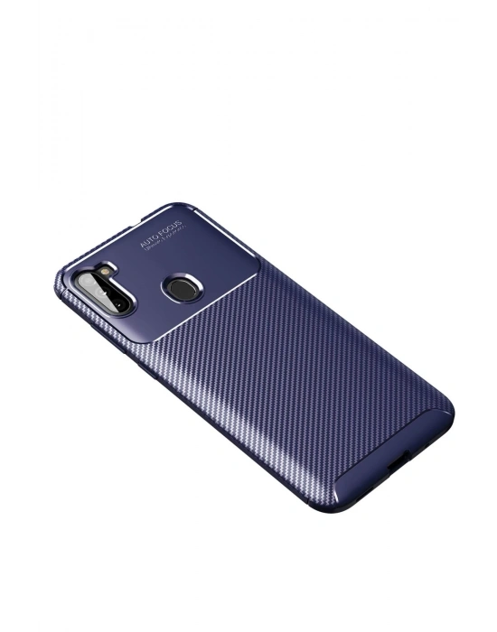Newface Samsung Galaxy A11 Kılıf Auto Focus Karbon Kapak - Lacivert