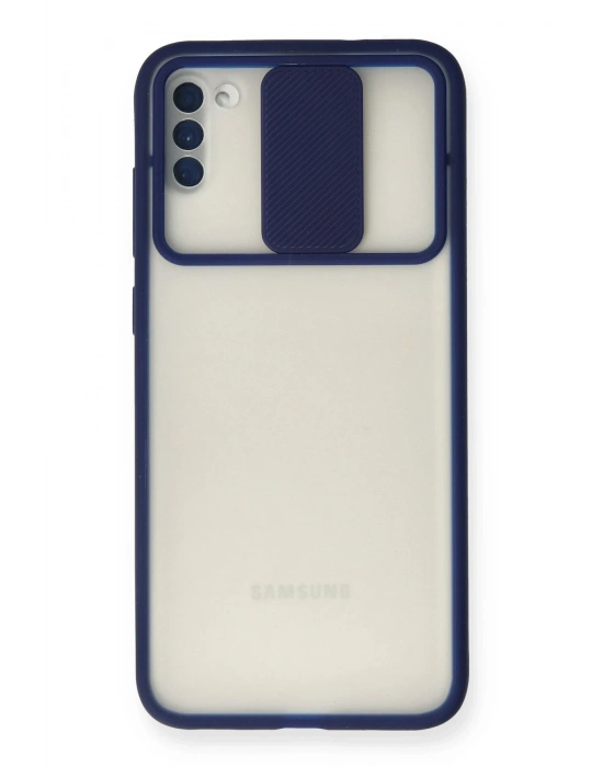 Newface Samsung Galaxy A11 Kılıf Palm Buzlu Kamera Sürgülü Silikon - Lacivert