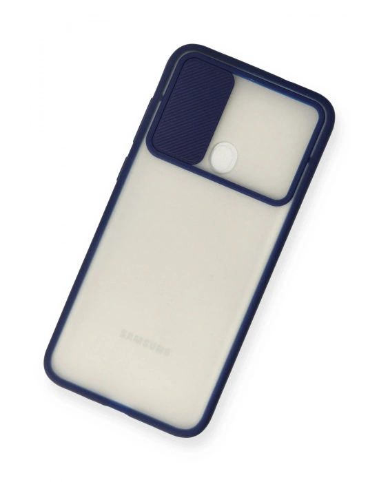 Newface Samsung Galaxy A11 Kılıf Palm Buzlu Kamera Sürgülü Silikon - Lacivert