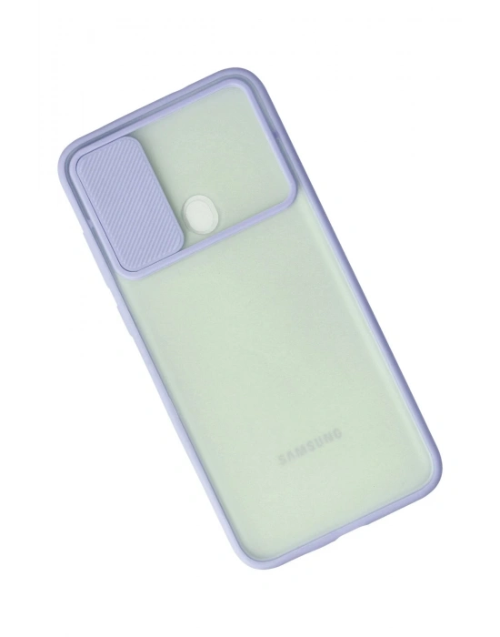 Newface Samsung Galaxy A11 Kılıf Palm Buzlu Kamera Sürgülü Silikon - Lila