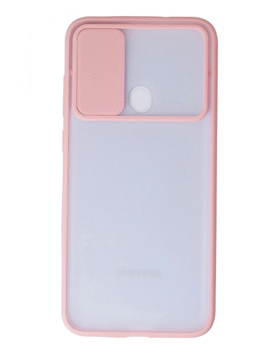 Newface Samsung Galaxy A11 Kılıf Palm Buzlu Kamera Sürgülü Silikon - Pembe