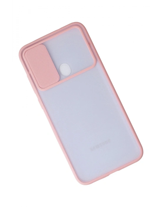 Newface Samsung Galaxy A11 Kılıf Palm Buzlu Kamera Sürgülü Silikon - Pembe