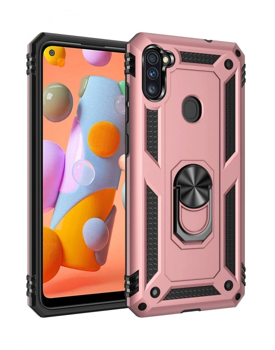 Newface Samsung Galaxy A11 Kılıf Sofya Yüzüklü Silikon Kapak - Rose