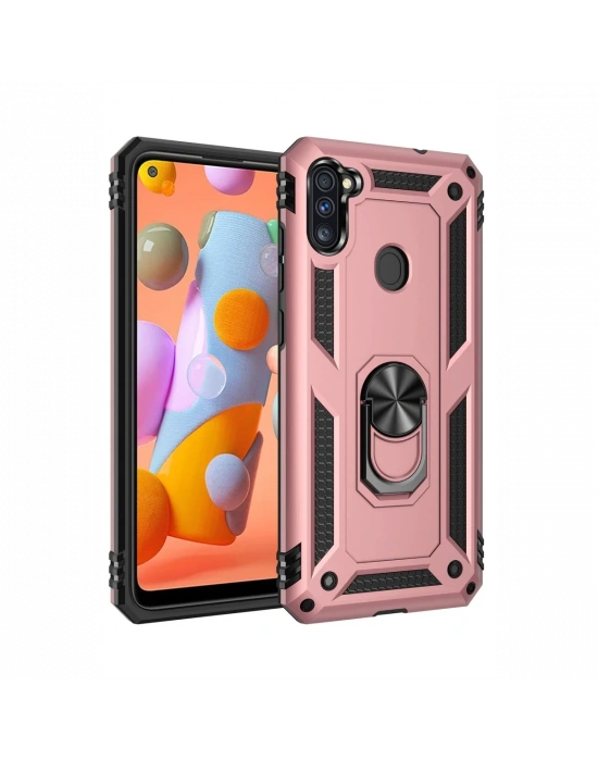 Newface Samsung Galaxy A11 Kılıf Sofya Yüzüklü Silikon Kapak - Rose