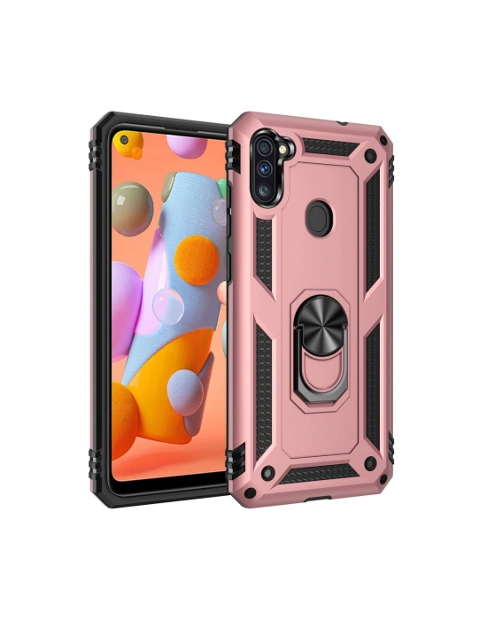 Newface Samsung Galaxy A11 Kılıf Sofya Yüzüklü Silikon Kapak - Rose