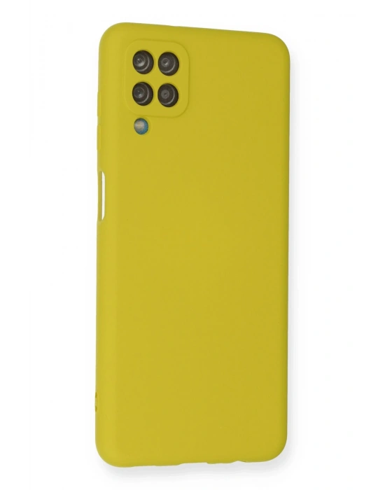 Newface Samsung Galaxy A12 Kılıf Nano içi Kadife Silikon - Sarı