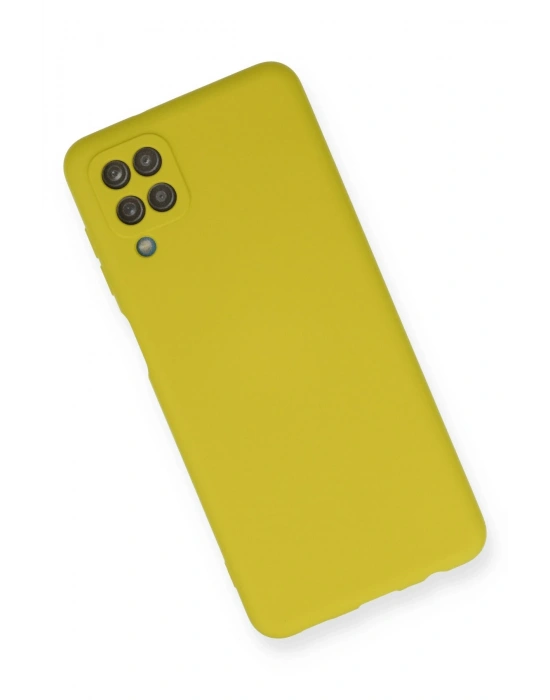 Newface Samsung Galaxy A12 Kılıf Nano içi Kadife Silikon - Sarı