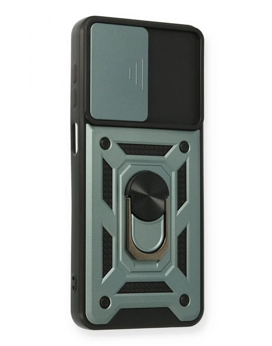 Newface Samsung Galaxy A12 Kılıf Pars Lens Yüzüklü Silikon - Yeşil