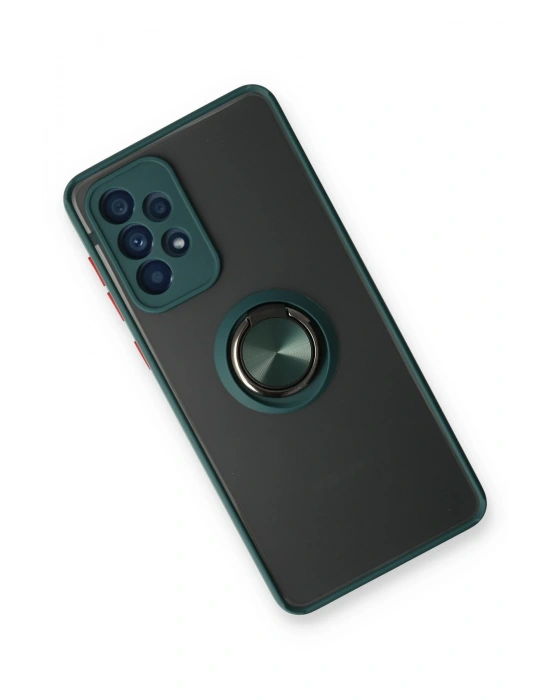 Newface Samsung Galaxy A13 4G Kılıf Montreal Yüzüklü Silikon Kapak - Yeşil