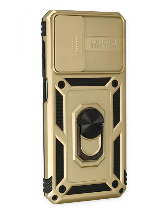 Newface Samsung Galaxy A13 4G Kılıf Pars Lens Yüzüklü Silikon - Gold