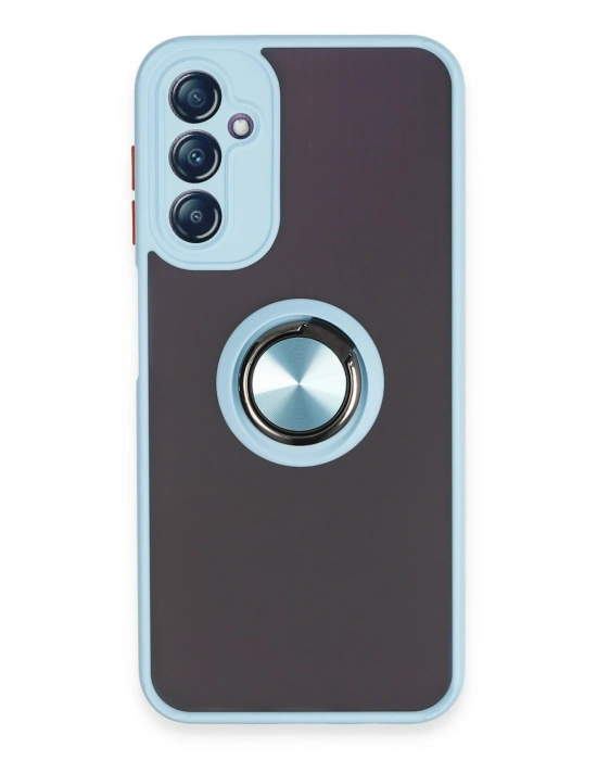 Newface Samsung Galaxy A14 4G Kılıf Montreal Yüzüklü Silikon Kapak - Buz Mavi