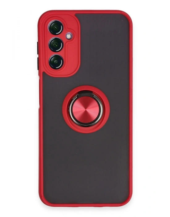 Newface Samsung Galaxy A14 4G Kılıf Montreal Yüzüklü Silikon Kapak - Kırmızı