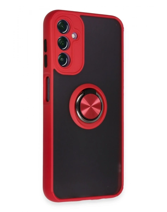 Newface Samsung Galaxy A14 4G Kılıf Montreal Yüzüklü Silikon Kapak - Kırmızı