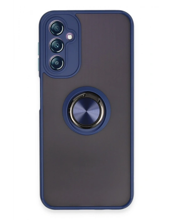Newface Samsung Galaxy A14 4G Kılıf Montreal Yüzüklü Silikon Kapak - Lacivert