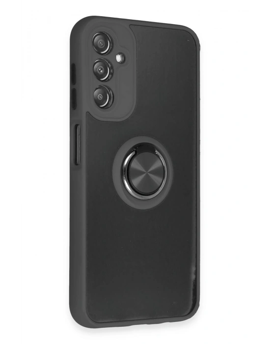Newface Samsung Galaxy A14 4G Kılıf Montreal Yüzüklü Silikon Kapak - Siyah