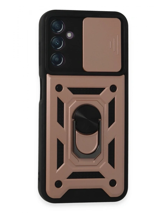 Newface Samsung Galaxy A14 4G Kılıf Pars Lens Yüzüklü Silikon - Rose Gold