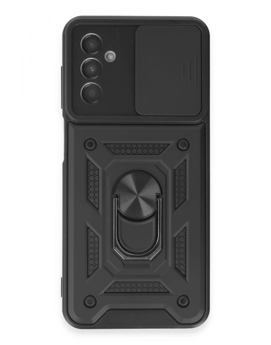 Newface Samsung Galaxy A14 4G Kılıf Pars Lens Yüzüklü Silikon - Siyah