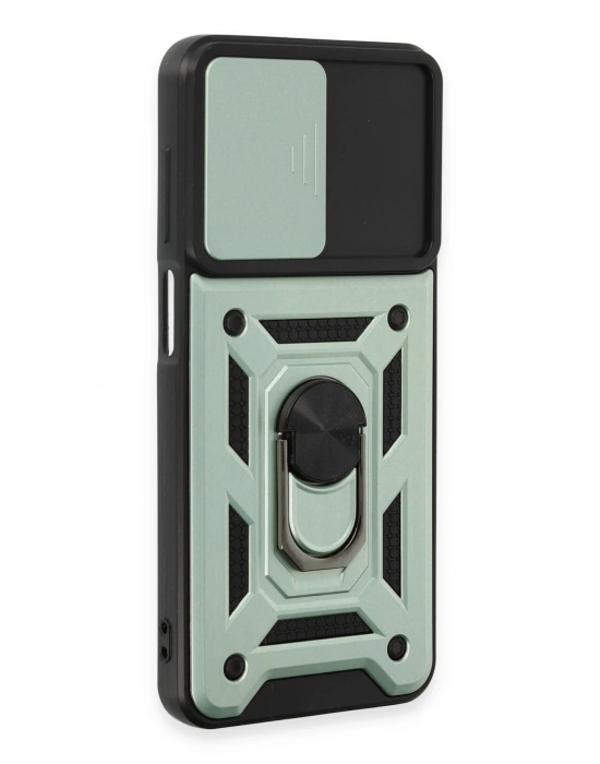 Newface Samsung Galaxy A14 4G Kılıf Pars Lens Yüzüklü Silikon - Yeşil