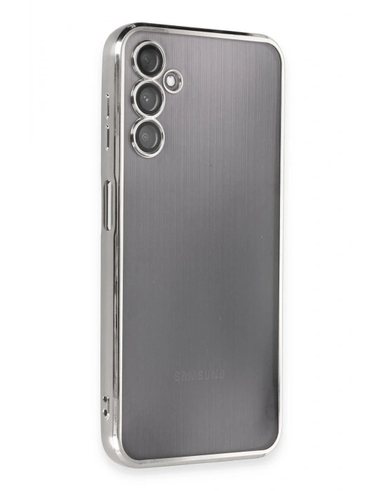 Newface Samsung Galaxy A14 4G Kılıf Razer Lensli Silikon - Gümüş