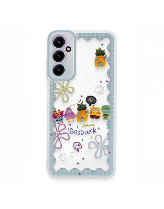 Newface Samsung Galaxy A14 4G Kılıf Sweet Desenli Silikon Kapak - Açık Mavi