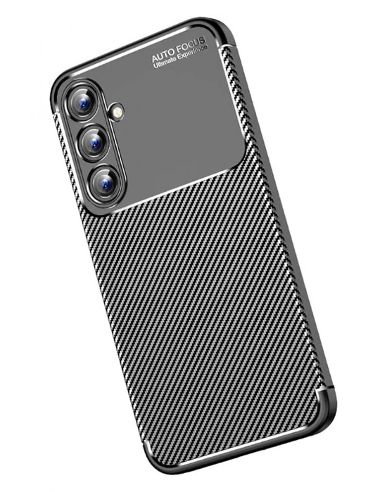 Newface Samsung Galaxy A15 4G Kılıf Auto Focus Karbon Kapak - Siyah