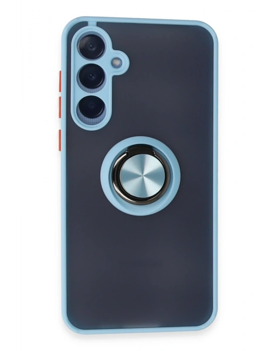 Newface Samsung Galaxy A15 4G Kılıf Montreal Yüzüklü Silikon Kapak - Buz Mavi