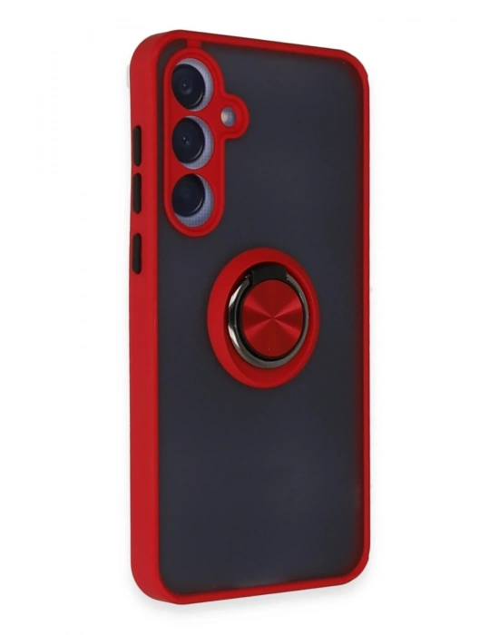 Newface Samsung Galaxy A15 4G Kılıf Montreal Yüzüklü Silikon Kapak - Kırmızı