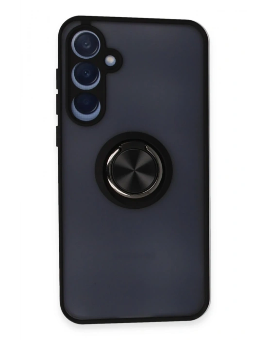 Newface Samsung Galaxy A15 4G Kılıf Montreal Yüzüklü Silikon Kapak - Siyah