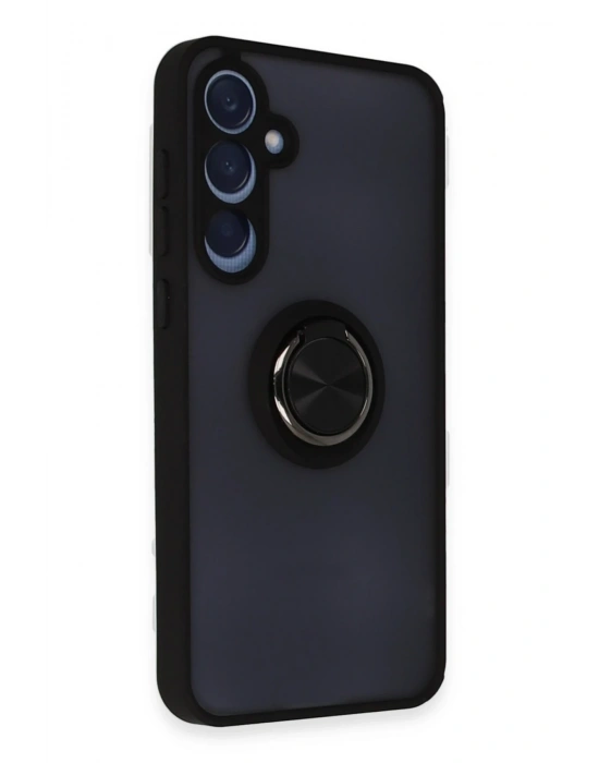 Newface Samsung Galaxy A15 4G Kılıf Montreal Yüzüklü Silikon Kapak - Siyah