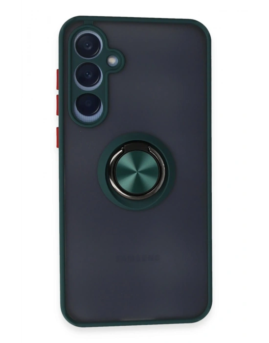 Newface Samsung Galaxy A15 4G Kılıf Montreal Yüzüklü Silikon Kapak - Yeşil