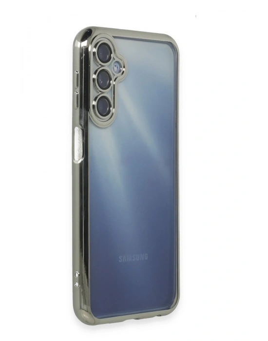 Newface Samsung Galaxy A15 4G Kılıf Razer Lensli Silikon - Gümüş