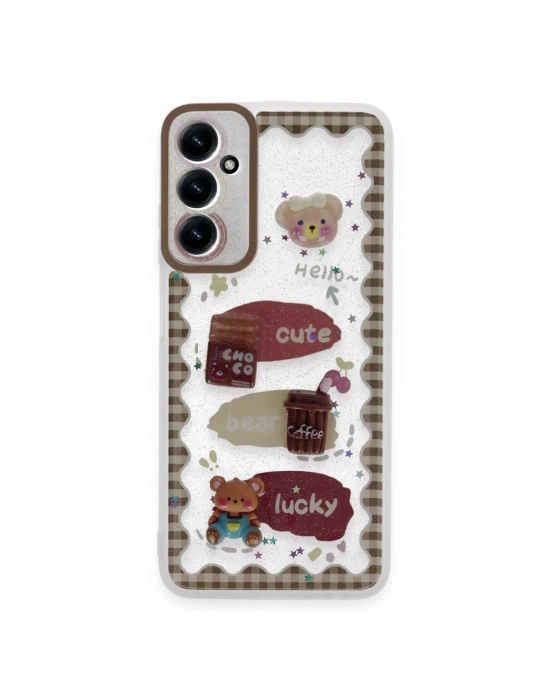 Newface Samsung Galaxy A15 4G Kılıf Sweet Desenli Silikon Kapak - Şeffaf