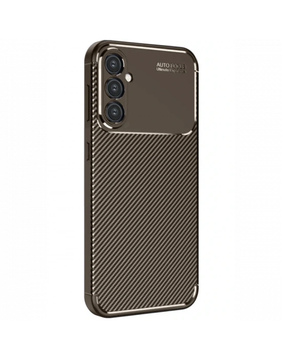 Newface Samsung Galaxy A16 5G Kılıf Auto Focus Karbon Kapak - Kahverengi