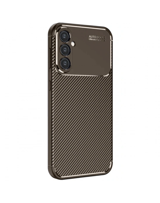 Newface Samsung Galaxy A16 5G Kılıf Auto Focus Karbon Kapak - Kahverengi