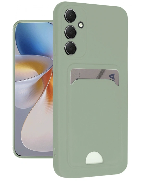 Newface Samsung Galaxy A16 5G Kılıf Kelvin Kartvizitli Silikon - Açık Yeşili