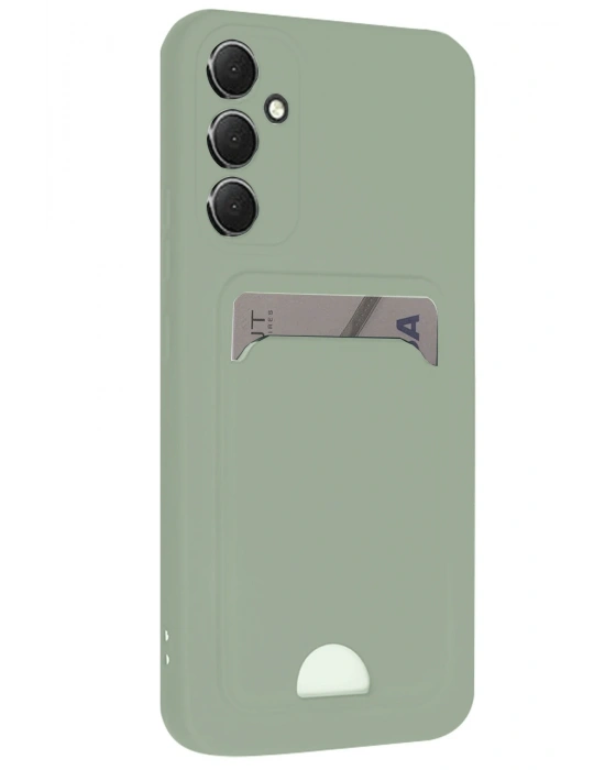 Newface Samsung Galaxy A16 5G Kılıf Kelvin Kartvizitli Silikon - Açık Yeşili